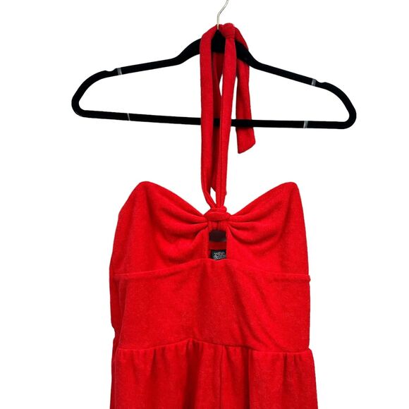 Wild Fable Womens Halter Romper Tie Neck Stretch Terry Cloth Red Size S - Picture 3 of 7